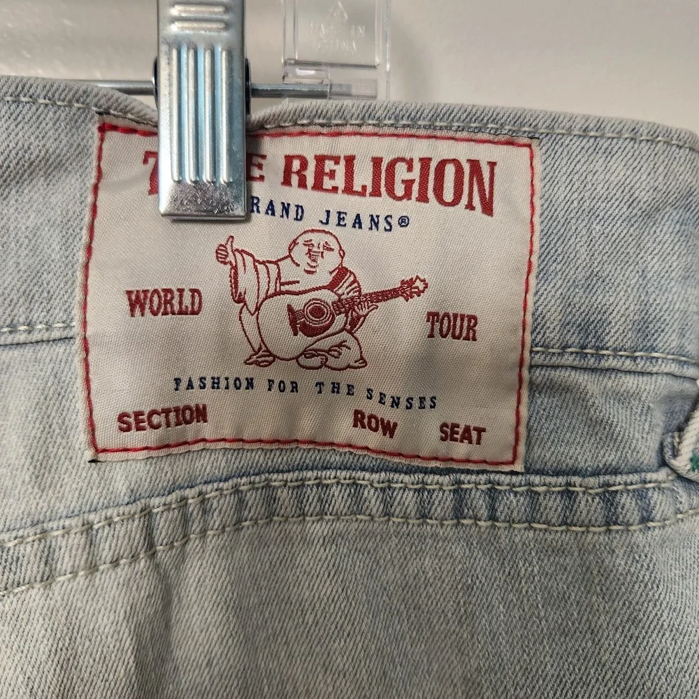 True Religion NWT Men's Geno Distressed Slim Jeans 34x32 Destroyed Light Endless